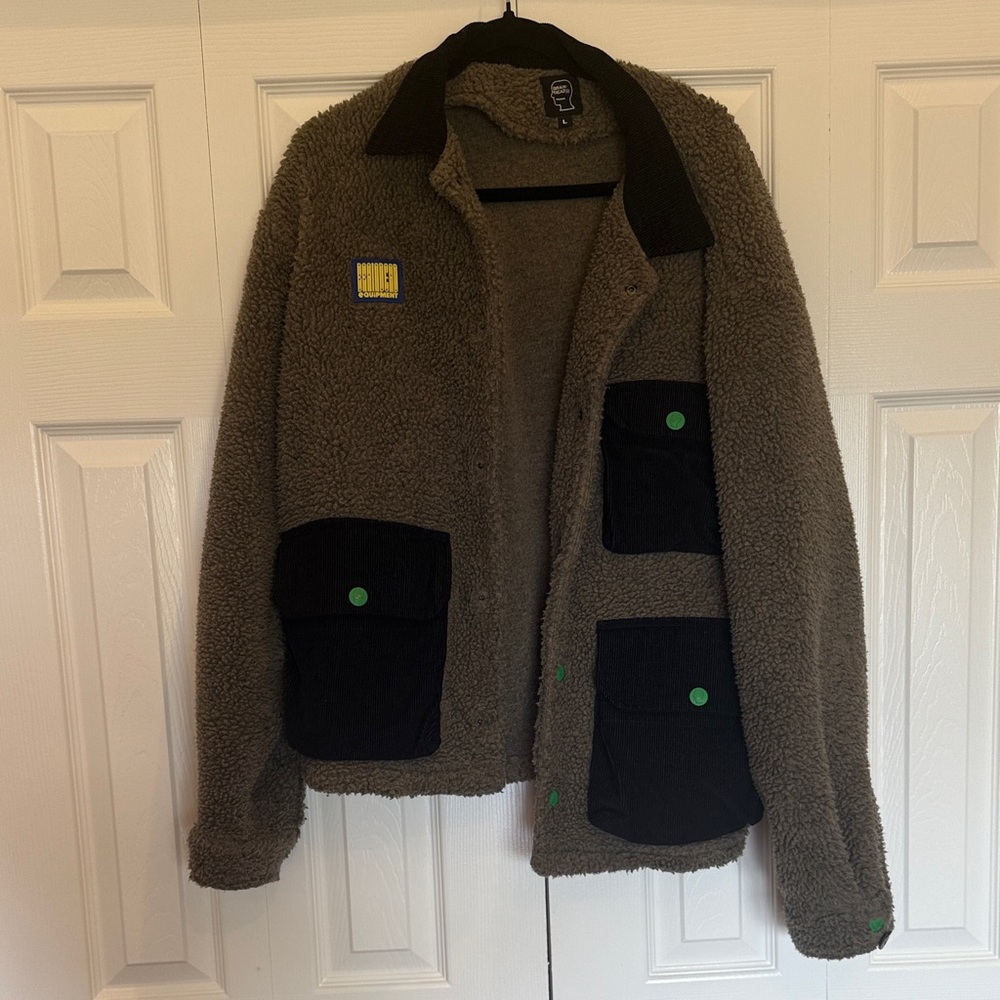 Brain Dead Brown and Black Sherpa Jacket